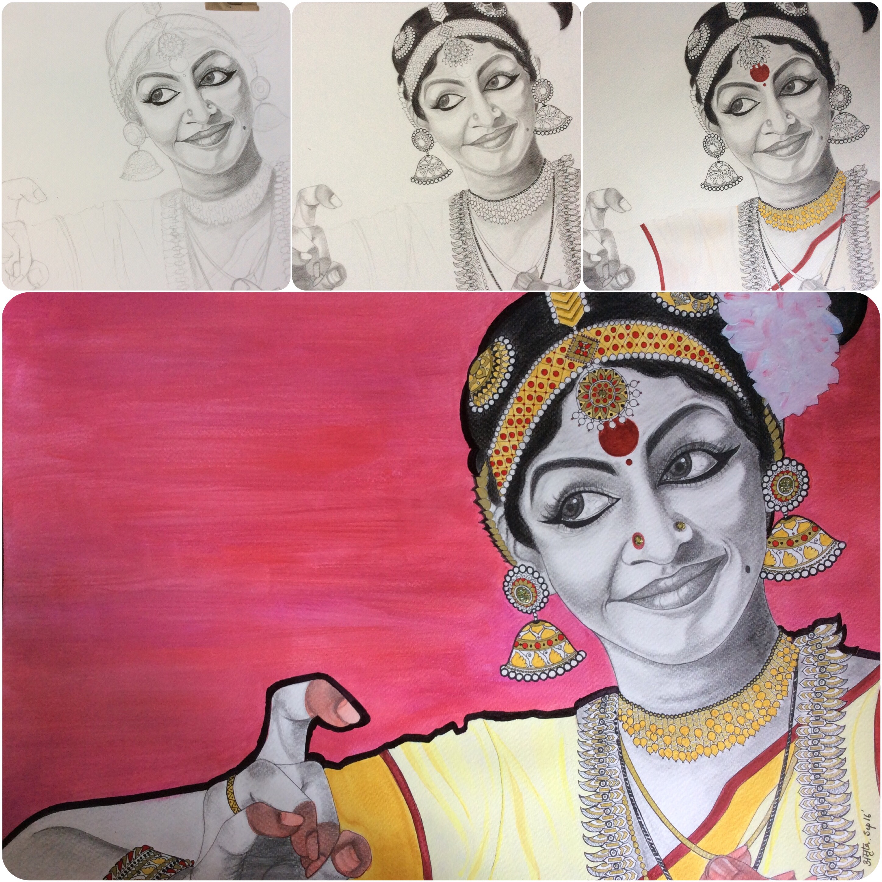 Sketch Of Mohiniyattam Dancer By Daniel - Desi Painters